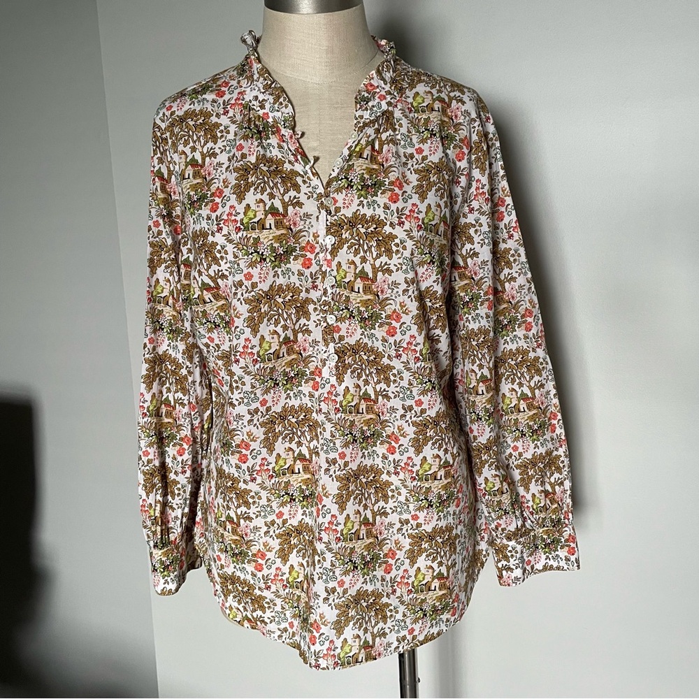 Talbots Tuscan hillside cottage core blouse size LP